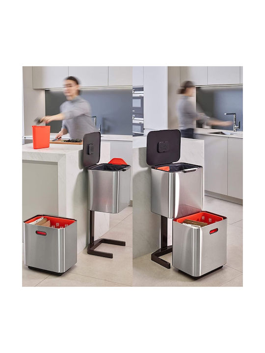 Joseph Joseph Waste Bin Recycling made of Stainless Steel Silver 60lt 1pcs