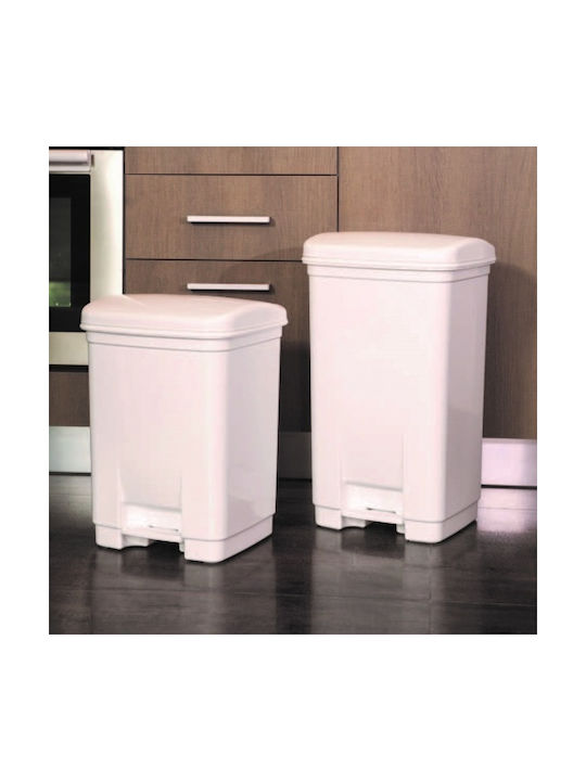 Viomes Plastic Waste Bin with Pedal Beige 28lt