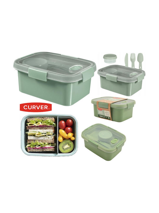 Lunch-Set Lebensmittelbehälter Rechteckig 1,2l Smart Eco To Go 20x15x9cm Soft Green