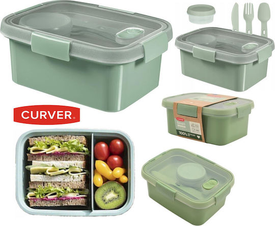 Set de prânz Recipient alimentar dreptunghiular 1,2l Smart Eco To Go 20x15x9cm Verde Soft