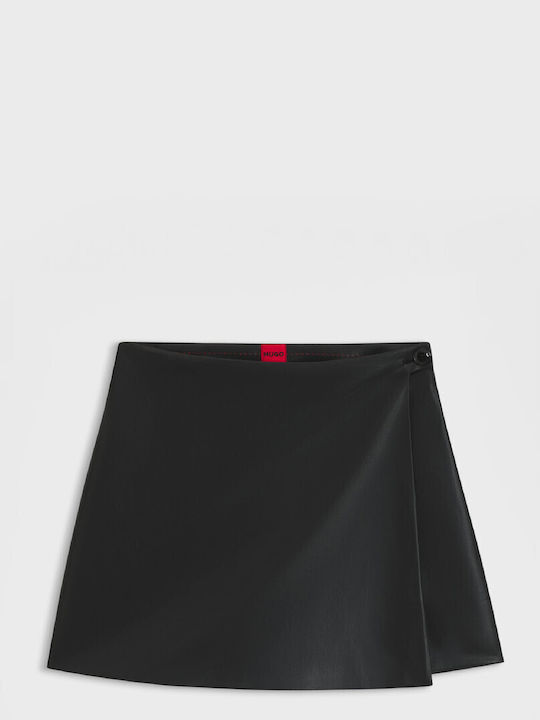 Hotia1 Women's Leather Skirt-Shorts Black