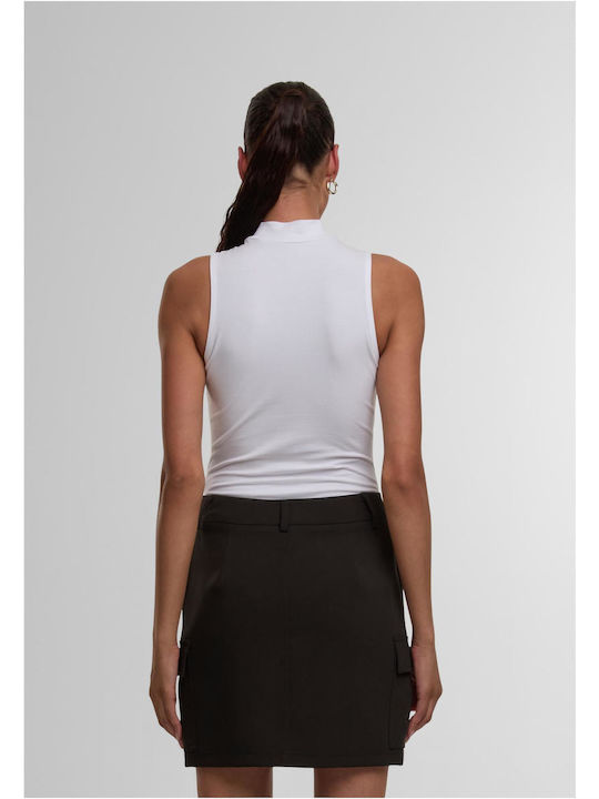 Miss Tee Love Ladies Sleeveless Turtleneck Bodysuit White Yes