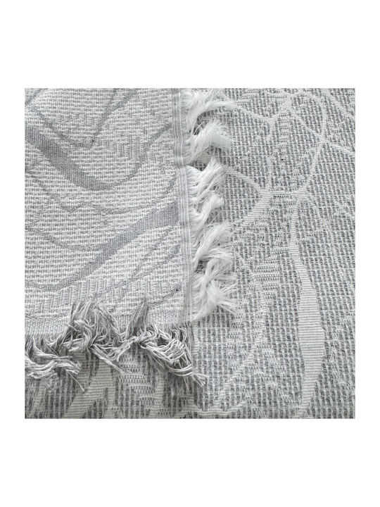 To megalo pazari Throws Set 3 Pcs Two Sides Chenille Light Gray