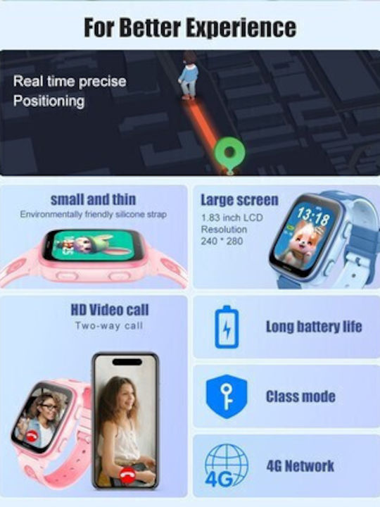 INTIME Smartwatch Pentru Copii 4G Cu GPS Și Cameră Albastră