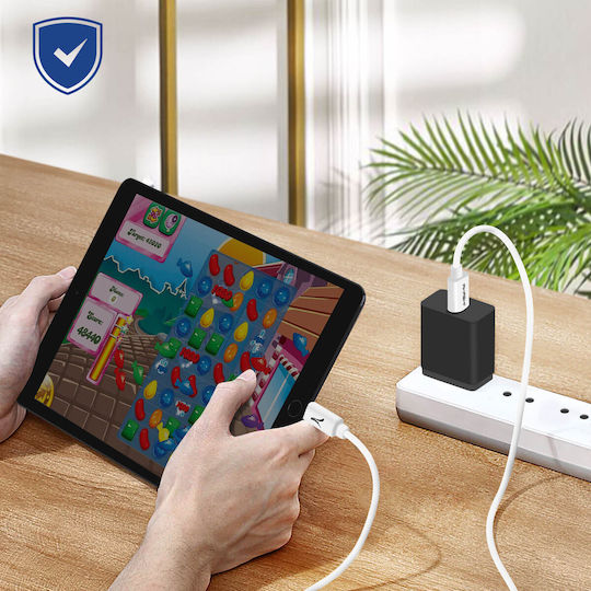 Cable Usb Type C To Lightning Quick Charge Transfer 1m Signed Akashi White