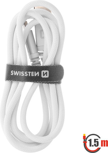 Swissten USB zu Lightning Aramide Schnelllade Kabel Weiß