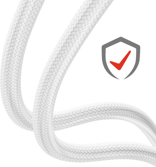 Swissten USB To Lightning Кабел Плетен Дизайн Анти-усукване Бял