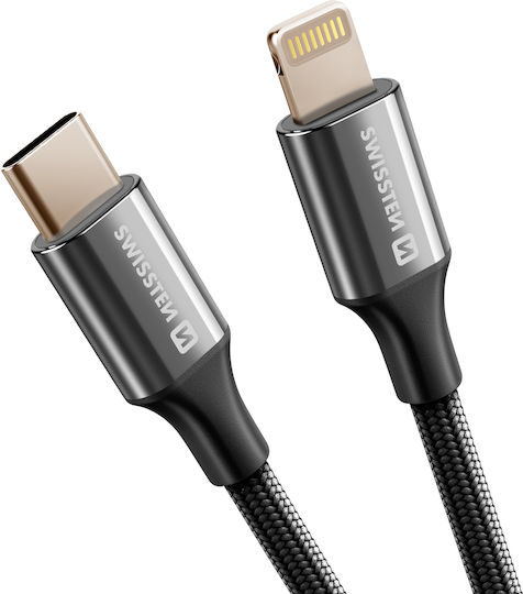 Swissten Usb-c To Lightning Cable Braided Design Anti-kink Black