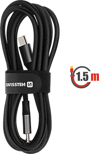 Swissten Cable Usb-c To Usb-c Design Braided Anti-kink Black