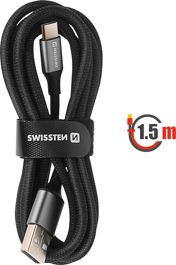 Swissten Usb To Usb-c Cable Braided Design Anti-kink Black