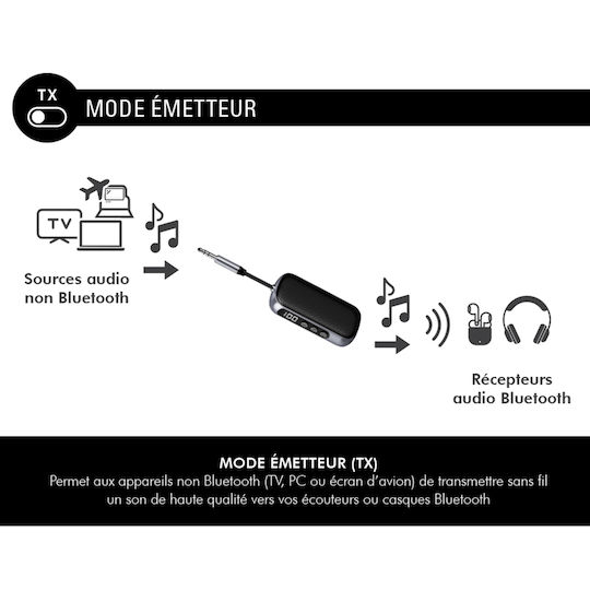 Force Play 2-in-1 Bluetooth Audio Adapter 3,5 mm Klinke Transmitter Receiver Schwarze