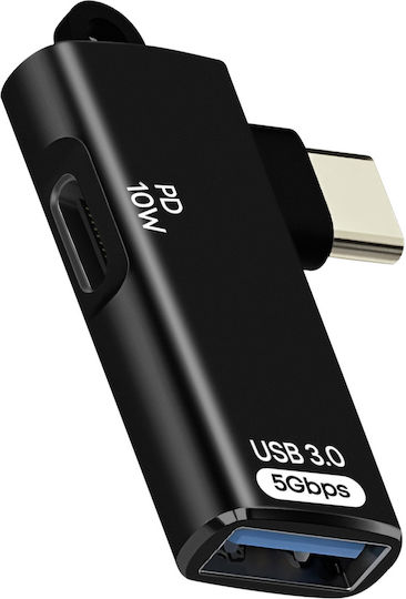 Linq Otg Usb To Usb-c Adapter Usb-c 10w Charge 5gbps Transfer Black