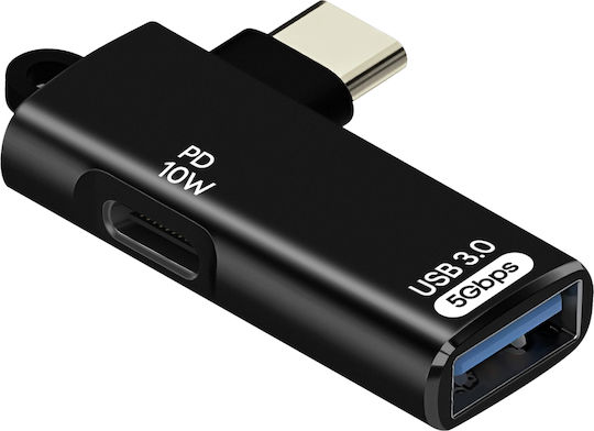Linq Otg Usb To Usb-c Adapter Usb-c 10w Charge 5gbps Transfer Black