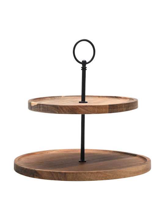 Estia Wooden Dessert Tower Stand with 2 Tiers Allure Brown Ø25cm 25x25cm