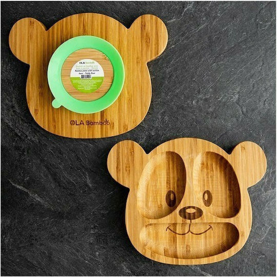 Ola Bamboo Baby Food Plate made of Bamboo Brown