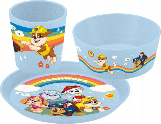 Paw Patrol Set Essgeschirr aus Bambus Hellblau 3Stück