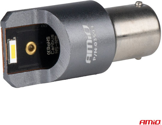 AMiO Λάμπες Αυτοκινήτου & Μοτοσυκλέτας BA15S / P21W Canbus LED 6000K Ψυχρό Λευκό 12-24V 2τμχ