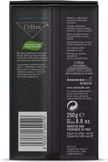 Cellini Espresso Kaffee Arabica Gemahlen 250gr