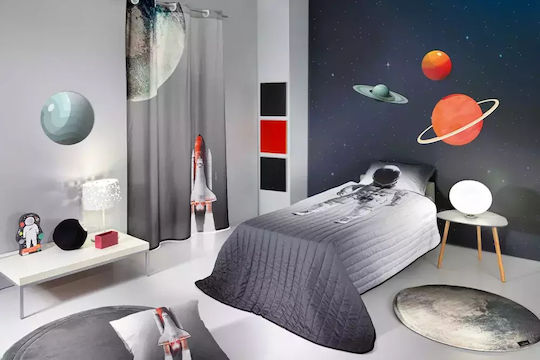 Saint Clair Space Suede Set Kids Duvet Cover Single with Pillowcase Cotton Grey 160x220cm