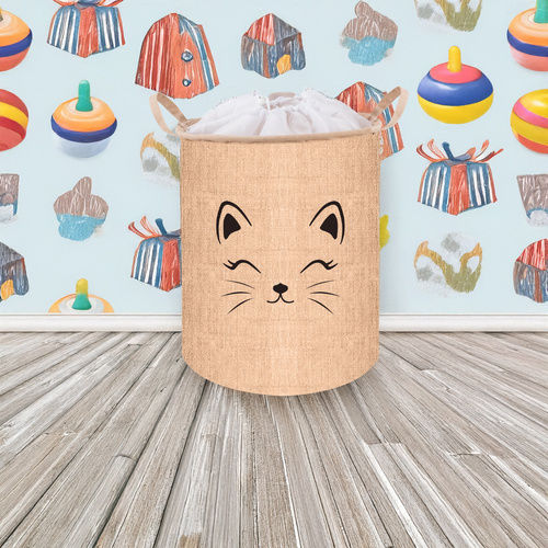 Kruzzel Kinder Wäschekorb Faltbar aus Stoff Beige 32x32cm 1Stück