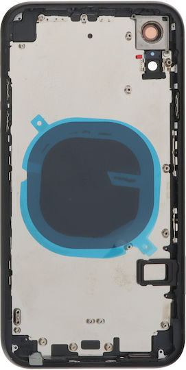 Apple iPhone XR Middle Frame Battery Door Back Bezel Plus Small Parts Black Logo OEM