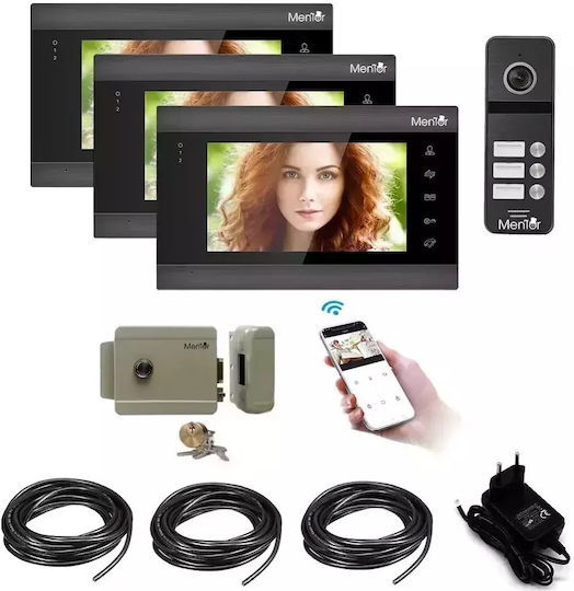 Post Exterior Interfon Video 3 Familii Wireless Wifi Ip65 2mp Full-hd Ir 4 Fire Mentor Sy065