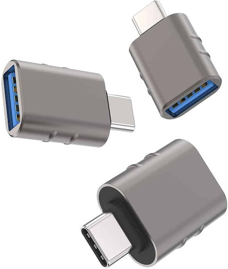 Techsuit Μετατροπέας USB-C / Thunderbolt 3 female σε Thunderbolt 3 female Γκρι 1τμχ