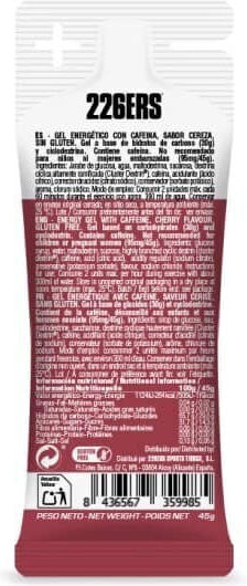226ERS High Energy Gel 95mg Cherry Caffeine 3 x 45gr