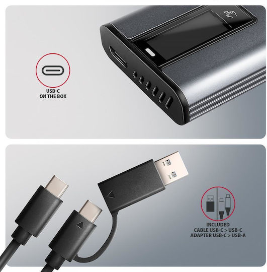 Axagon Θήκη για Σκληρό Δίσκο M.2 SATA III NVME με σύνδεση SATA USB 3.2 Type-C σε Γκρι χρώμα