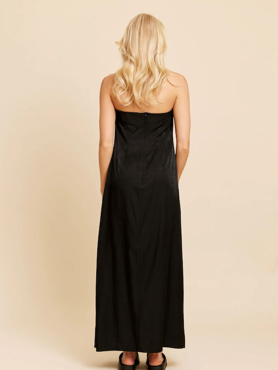 Καλοκαιρινό Maxi Βραδινό Φόρεμα Strapless Black