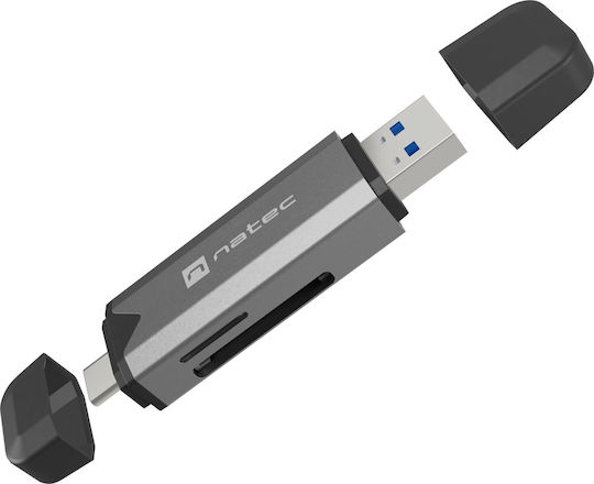 Natec Кард Рийдър USB 3.1 Type-C За SD Сива