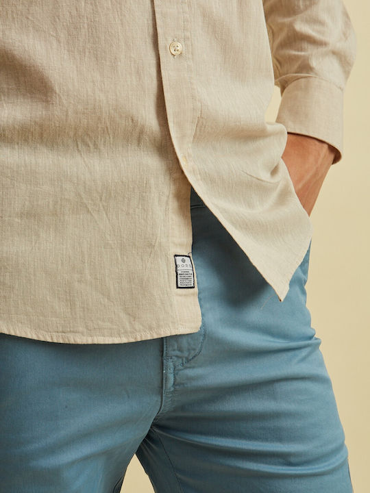 Long-sleeved Cotton Shirt Beige
