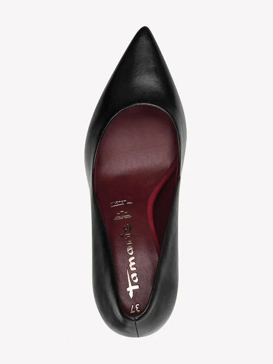 Leather Pointed Toe Black High Heels