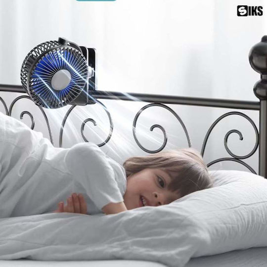 Siks Ventilator Portabil Cu Clip Pentru Birou Lounge Scaun Cărucior Reîncărcabil Baterie Usb Diametru 11 Cm 3 Viteze Negru