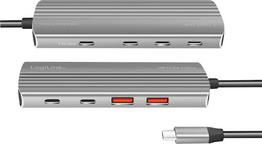 LogiLink Hub 7 Porturi USB 3.2 Cu Conectare USB-A / USB-C Gri