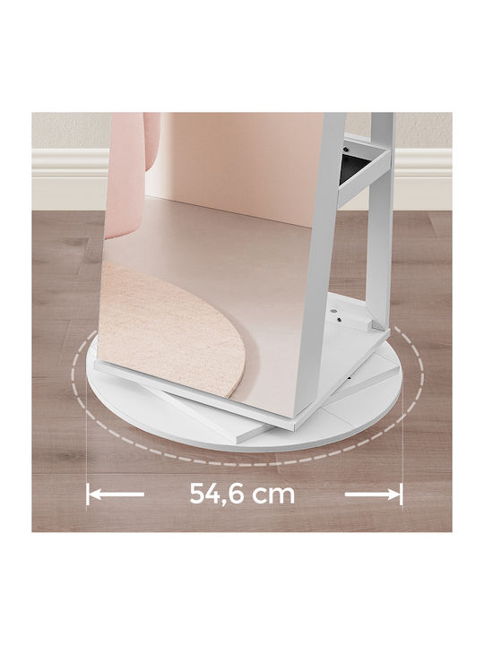 Songmics Boden- oder Standspiegel mit Weißem Holzrahmen 162,5x37cm