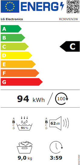 LG RC90V9JV2W Στεγνωτήριο 9kg με Αντλία Θερμότητας
