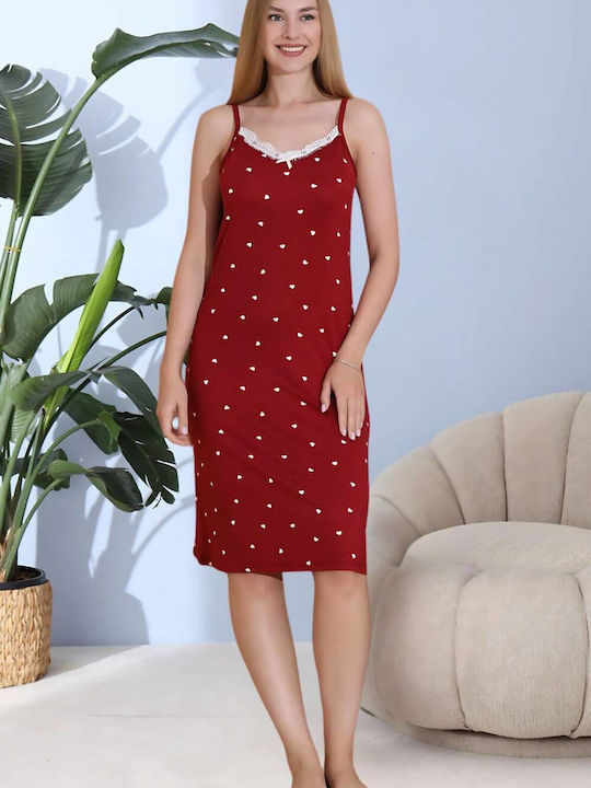 Boyraz Summer Women's Nightdress Burgundy
