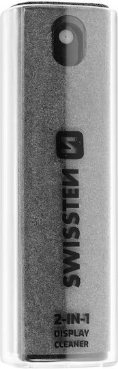 Swissten 2-in-1 Screen Cleaner 10ml Microfiber Cloth Compact Size Grey