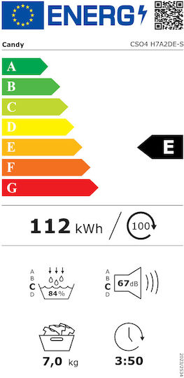 Candy CSO4 H7A2DE-S Στεγνωτήριο 7kg A++ με Συμπυκνωτή