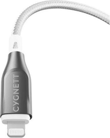 Cygnett Lightning Към USB-C 30W Серия Брониран Заряден Синхронизационен Кабел 1м Бял