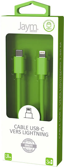 Jaym Cablu De Încărcare Rapidă Lightning La USB-C Pd 3a Charge Sync Pop Collection 1.5m Verde