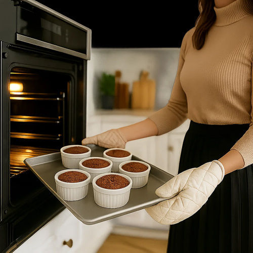 Ruhhy Rund Hitzebeständiges Kochgeschirr für Soufflé Keramik 9cm 6 Stücke