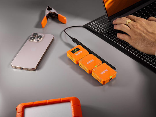 Rode Wireless GO Gen3 Set Wireless Condenser (Small Diaphragm) Microphone Πέτου, Clip On Journalistic in Orange Color