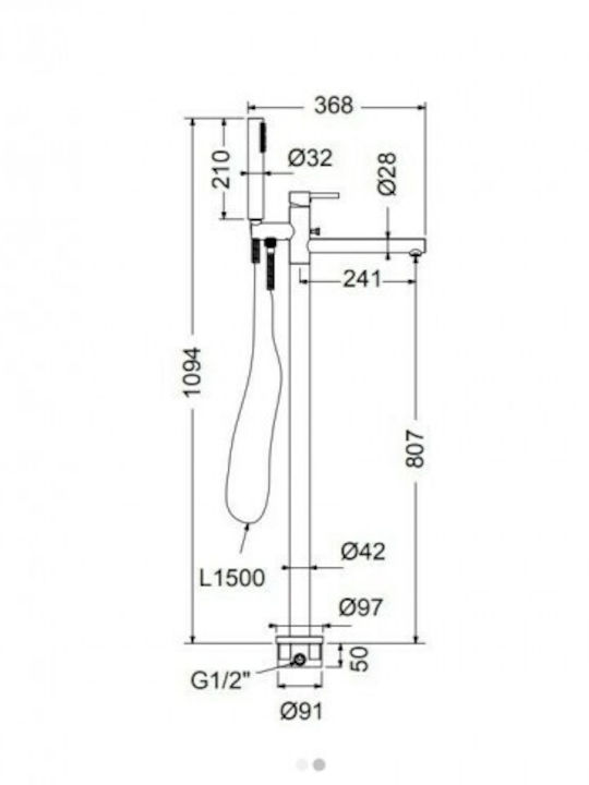 Armando Vicario Mixing Bathtub Shower Faucet Complete Set Gold