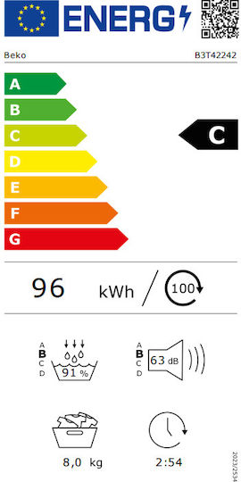 Beko B3T42242 Στεγνωτήριο 8kg με Αντλία Θερμότητας