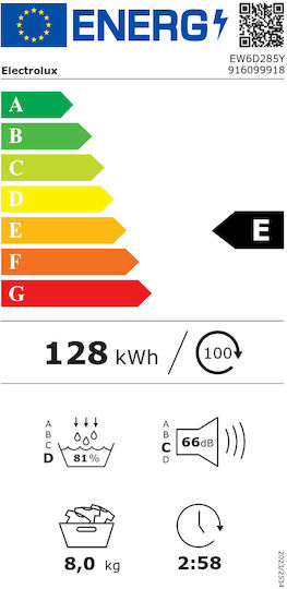 Electrolux EW6D285Y Uscător de rufe 8kg cu pompă de căldură