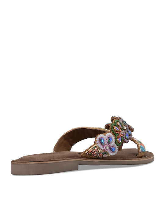 Women's Flat Sandals in Brown Color