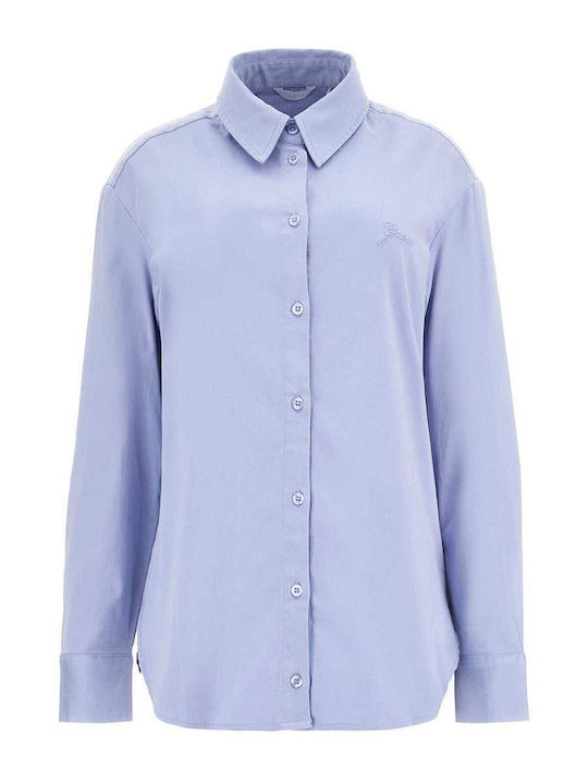 Women's Monochrome Long Sleeve Shirt Blue