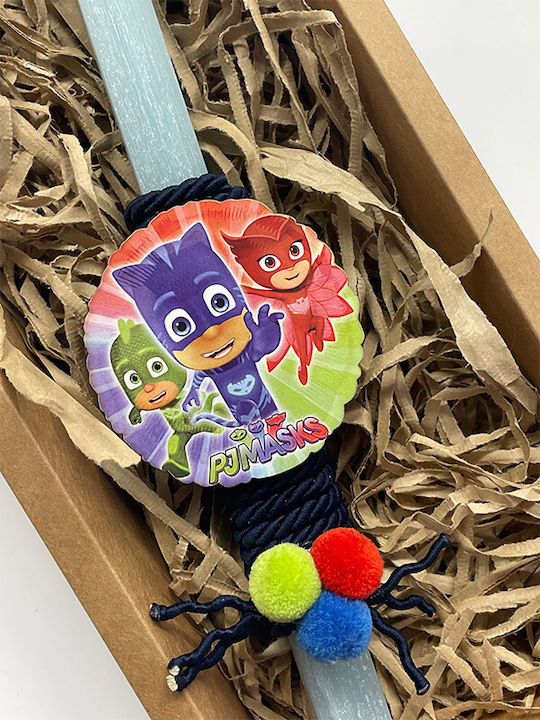 Easter Candle PJ Masks Round Handmade Blue